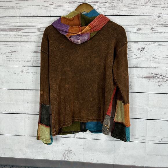 Rising International Sweatshirt Womens Medium Zip Artisan Patchwork South West - Picture 8 of 12